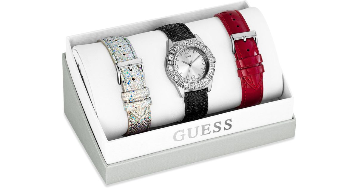 Lyst Guess Womens Interchangeable Leather Strap Watch Set 37mm