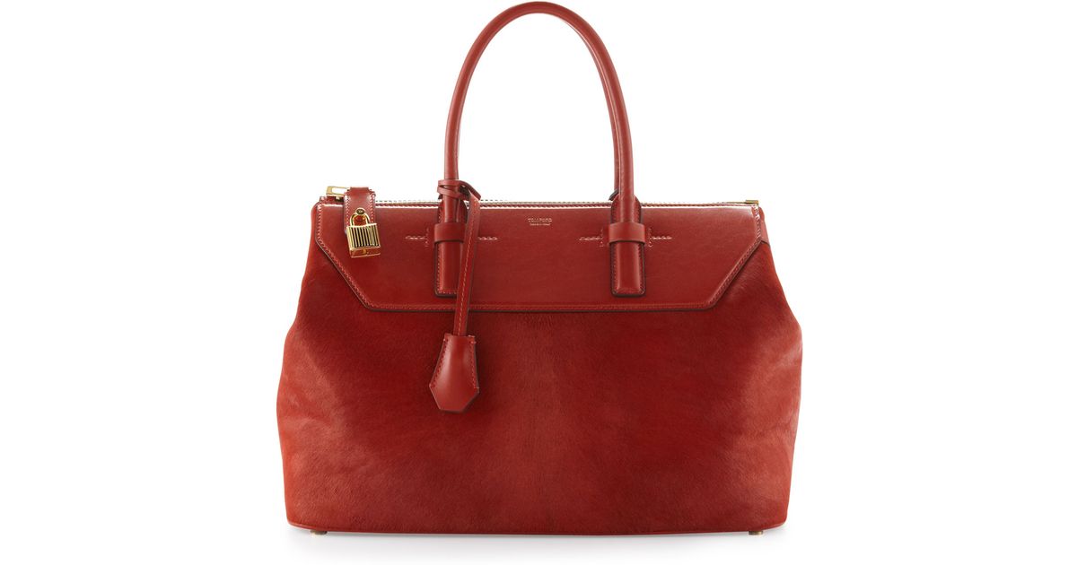 Lyst Tom Ford Womens Calf Hair Zip Doctor Bag Rust In Red