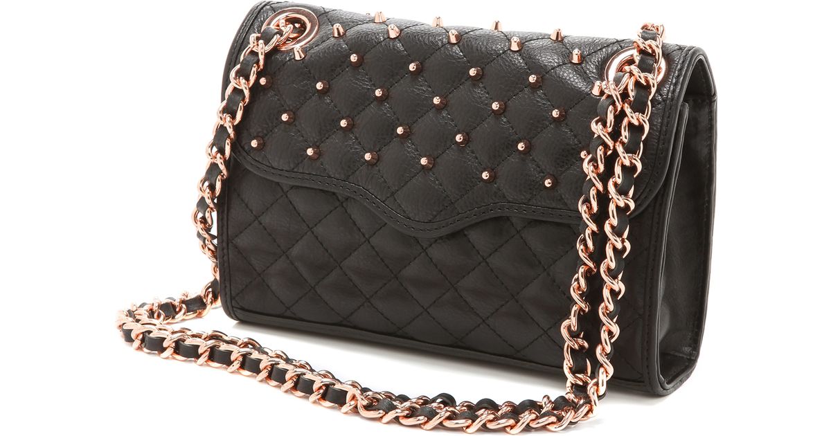 Lyst Rebecca Minkoff Studded Mini Affair Rose Gold Hardware In Black