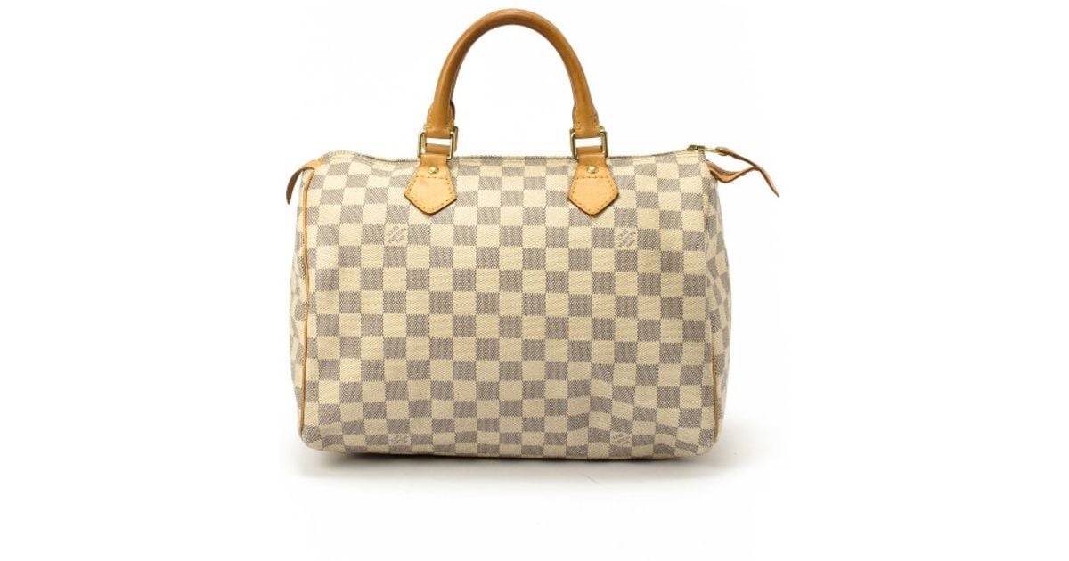 Lyst Louis Vuitton Preowned White Damier Azur Canvas Speedy 30 Bag in