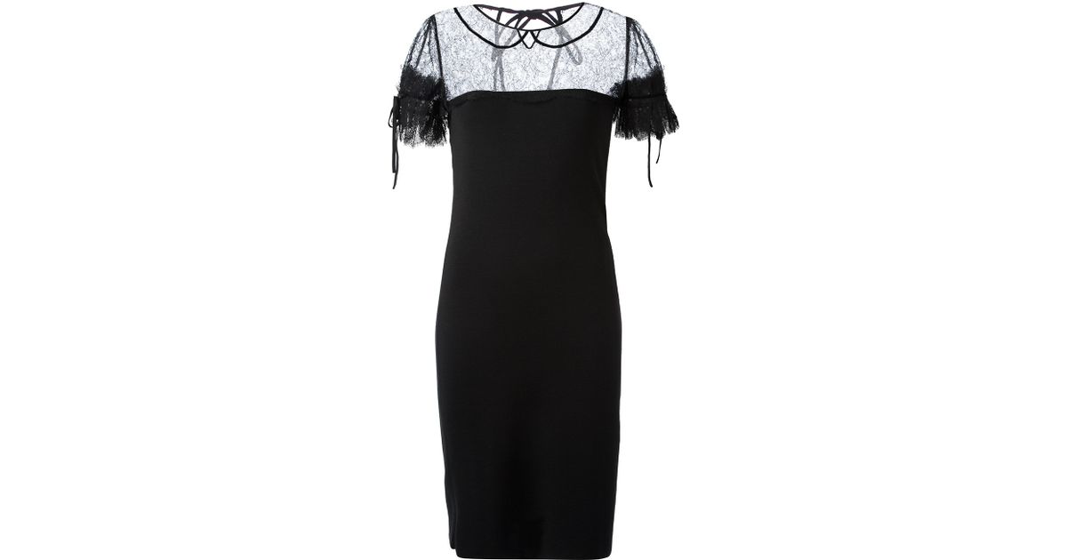 Lyst Red Valentino Lace Panel Cocktail Dress In Black