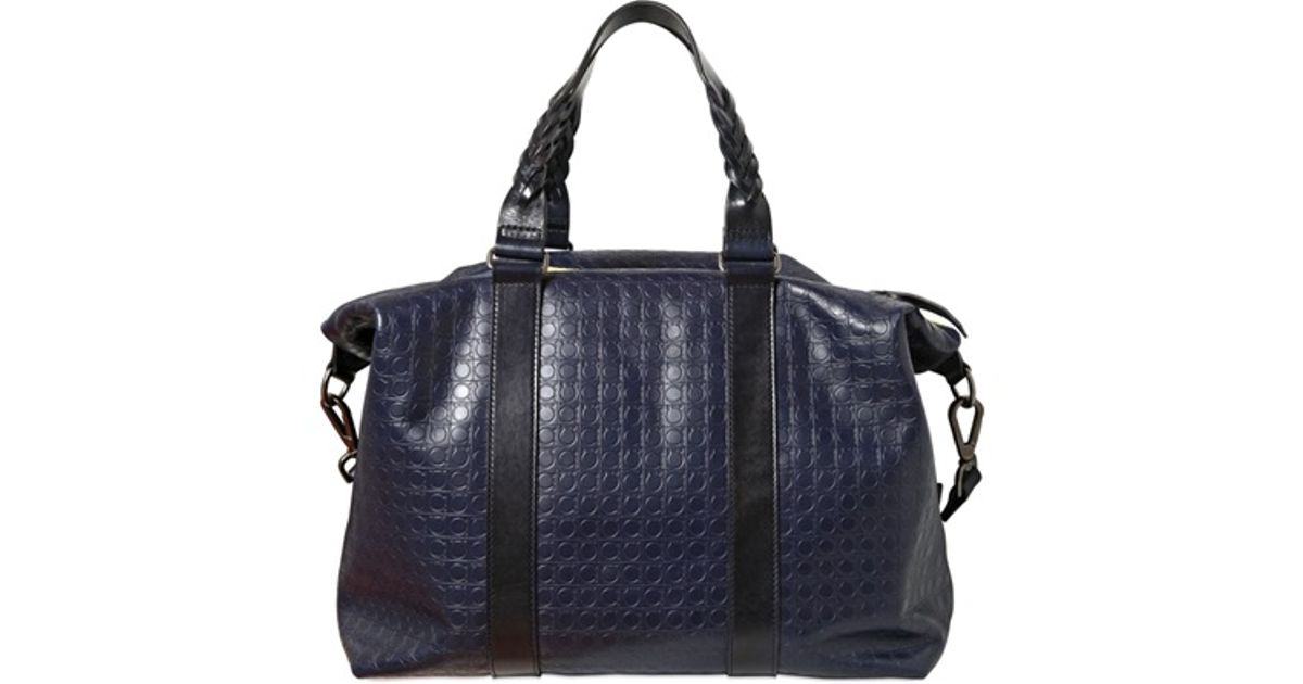 Lyst Ferragamo Gamma Sport Leather Duffle Bag In Blue For Men