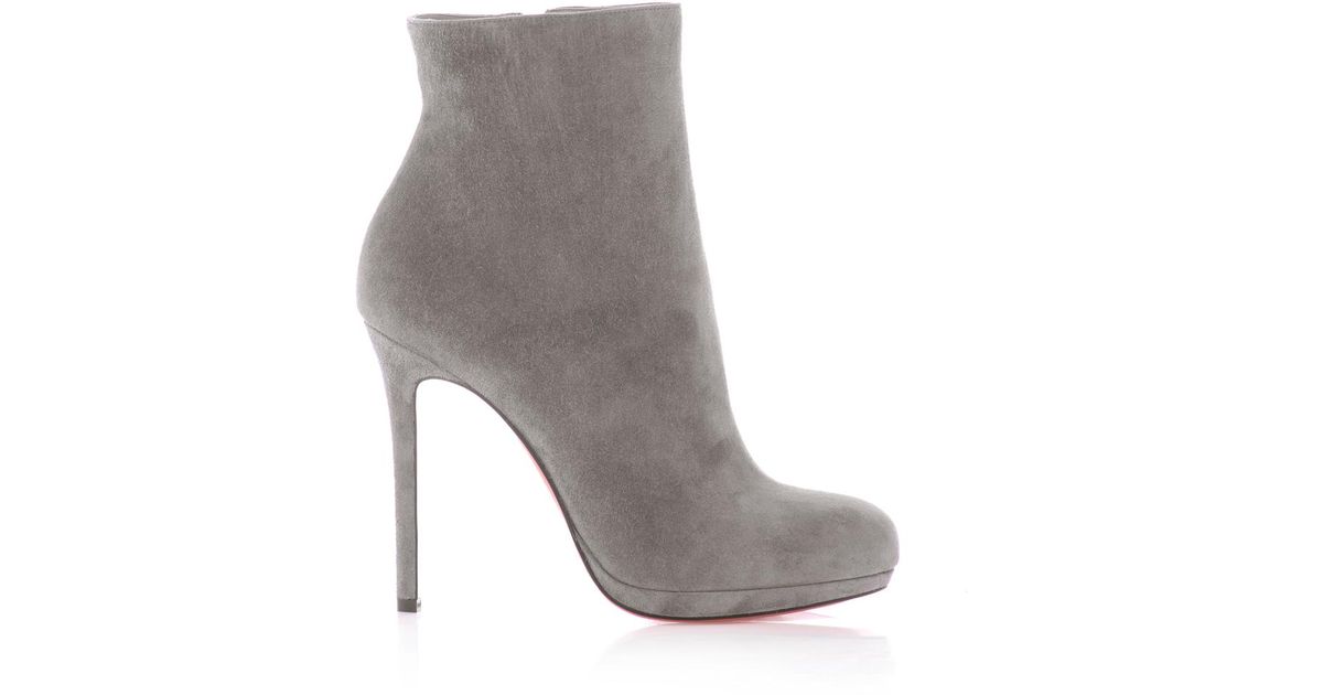 Christian louboutin Bootylili 120Mm Suede Ankle Boots in Gray ...  