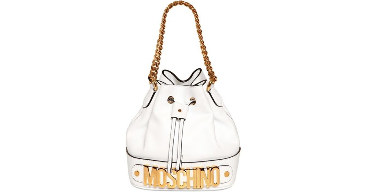 Lyst Moschino Soft Leather Mini Bucket Shoulder Bag in White