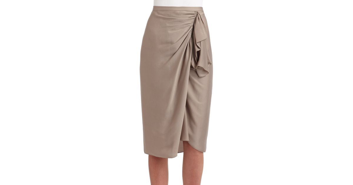 Bcbgmaxazria Draped Tulip Skirt In Natural Lyst