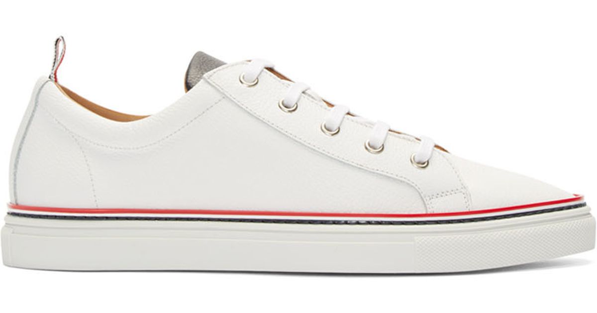 Lyst - Thom Browne White Leather Low-top Sneakers in White for Men