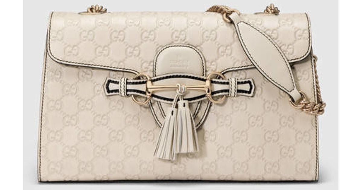 Lyst Gucci Emily Guccissima Chain Shoulder Bag In White