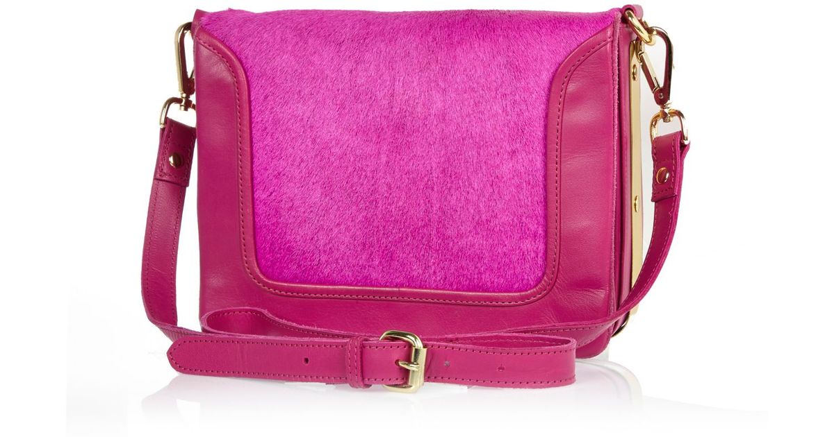 River Island Bright Pink Leather Pony Skin Cross Body Bag In Lyst