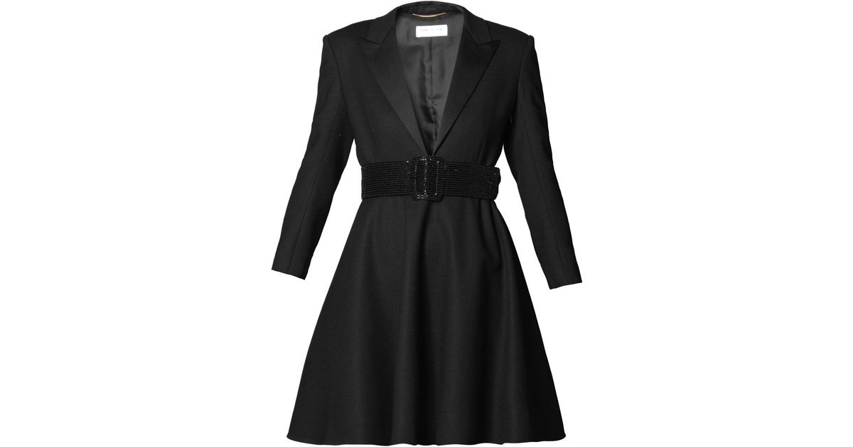 Lyst Saint Lau Satin Lapel Deep V Neck Dress In Black