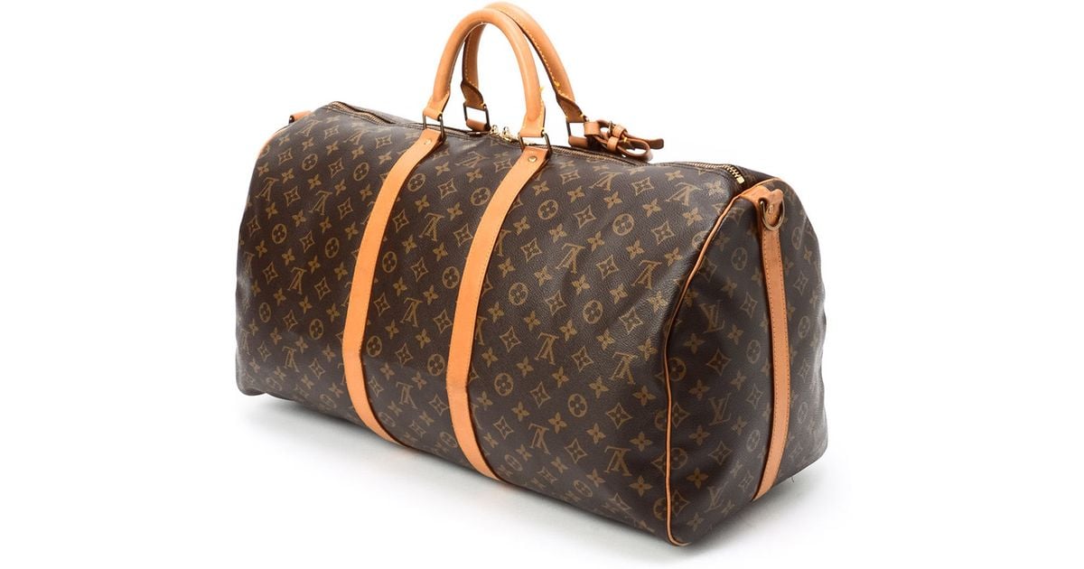 Lyst - Louis Vuitton Monogram Keepall 55 Bandou Travel Bag in Metallic