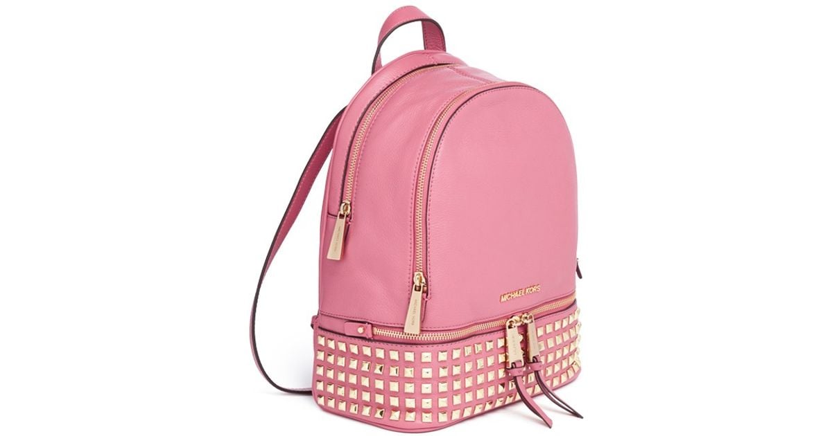 Michael Kors 'rhea' Small Stud Leather Backpack in Pink Lyst