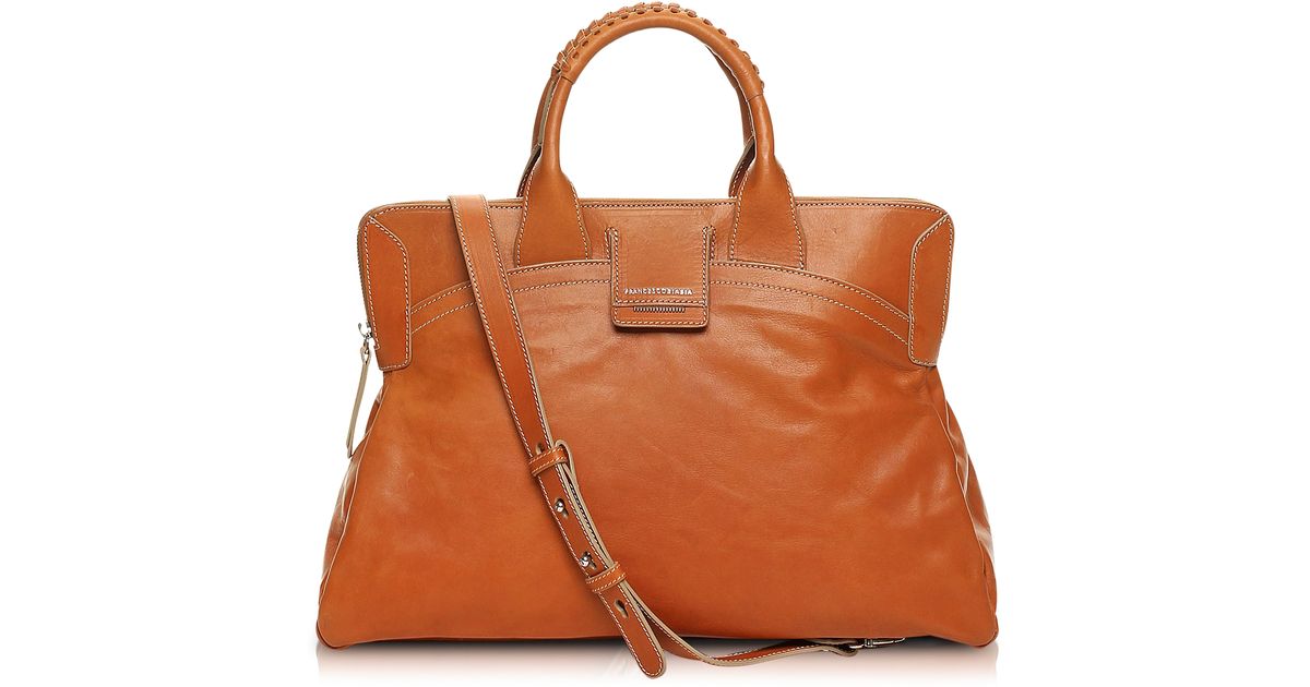 Lyst Francesco Biasia Camden Brown Leather Handbag In