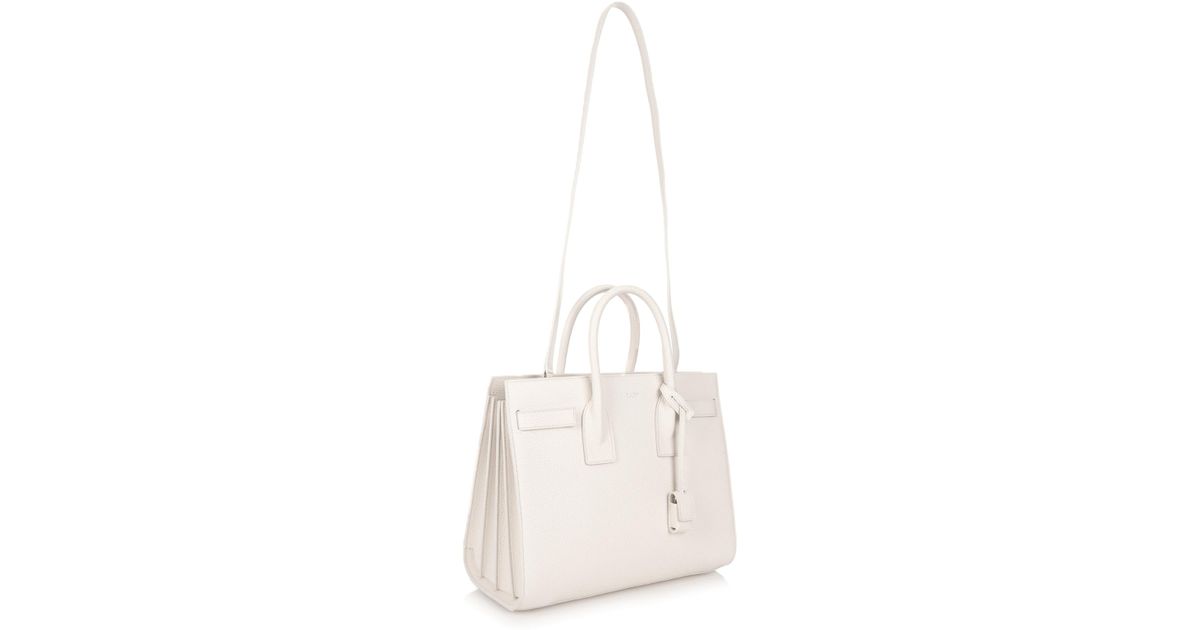 Saint laurent Sac De Jour Small Leather Tote in White | Lyst