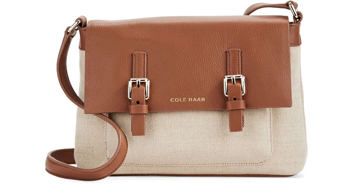 Lyst Cole Haan Double Buckle Crossbody Bag In Brown