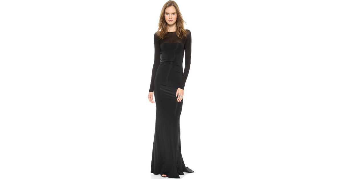 Lyst Donna Karan Long Sleeve Evening Dress Black In