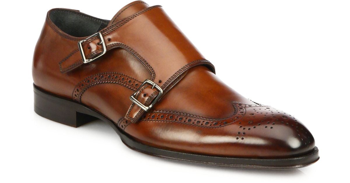 Lyst - To Boot Burns Leather Double Monk-strap Wingtips in Brown for Men