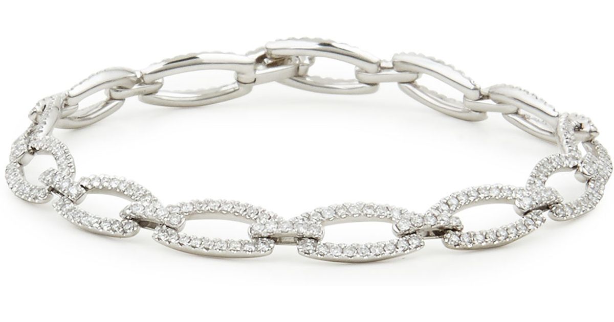 Lyst Neiman Marcus 18k White Gold Diamond Link Bracelet In Metallic