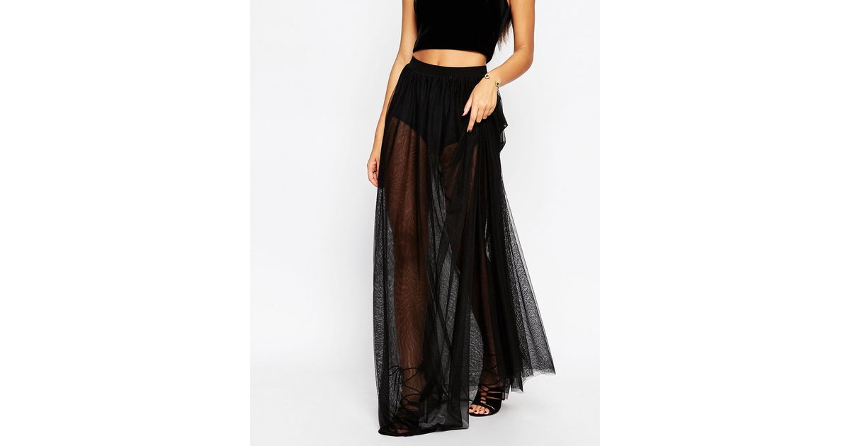 Asos Sheer Maxi Skirt With Knicker Short In Black Lyst 0657