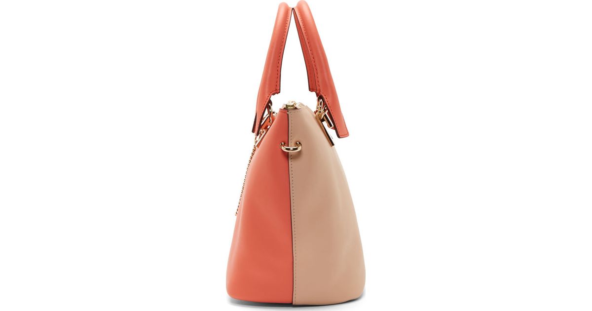 replica chloe purse - Chlo Coral Pop And Blush Colorblock Calfskin Small Baylee Bag in ...