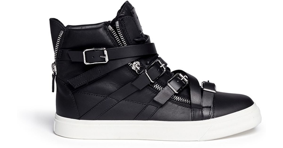 Giuseppe zanotti 'london' Buckle Strap High Top Sneakers in Black for ...