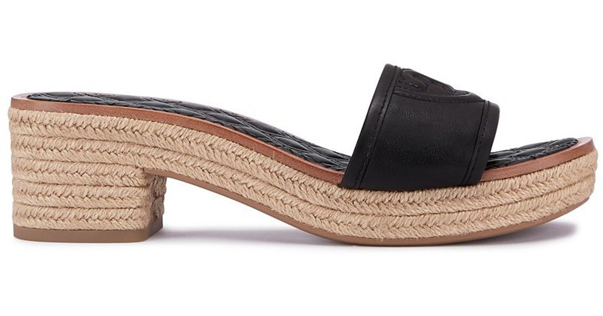Tory burch Fleming Espadrille Slide in Black - Save 31% | Lyst