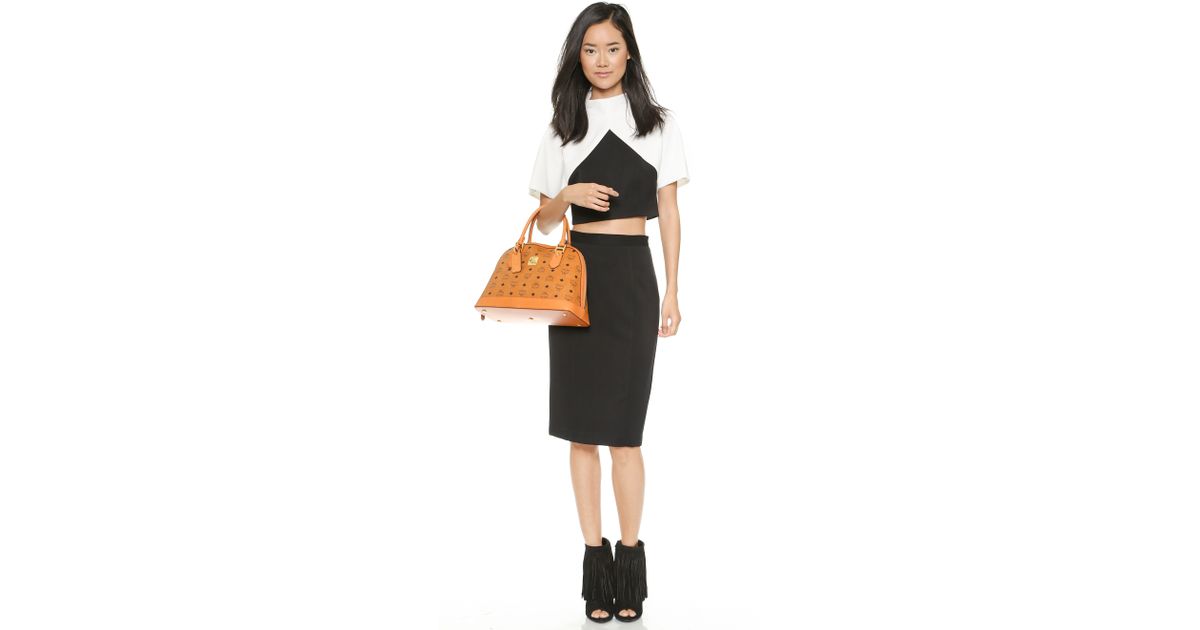 Lyst Mcm Bowler Bag In Orange