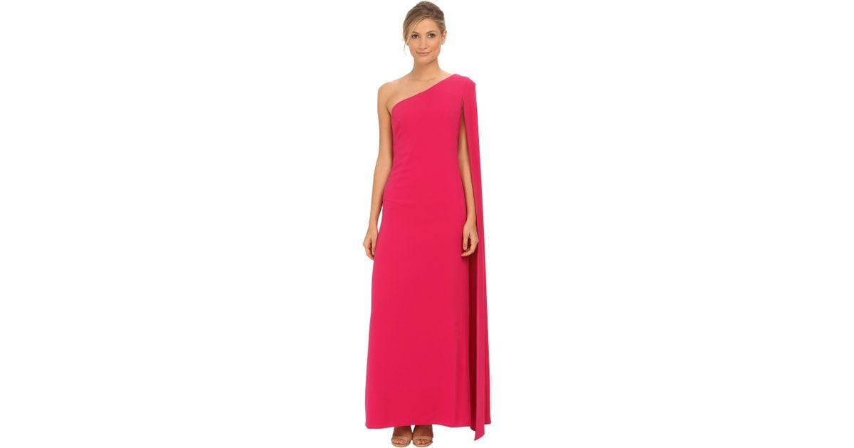 Lyst Jill Stuart Hot Pink Crepe One Shoulder Cape Evening Lyst Jill Stuart Hot Pink Crepe One Shoulder Cape Evening Gown In