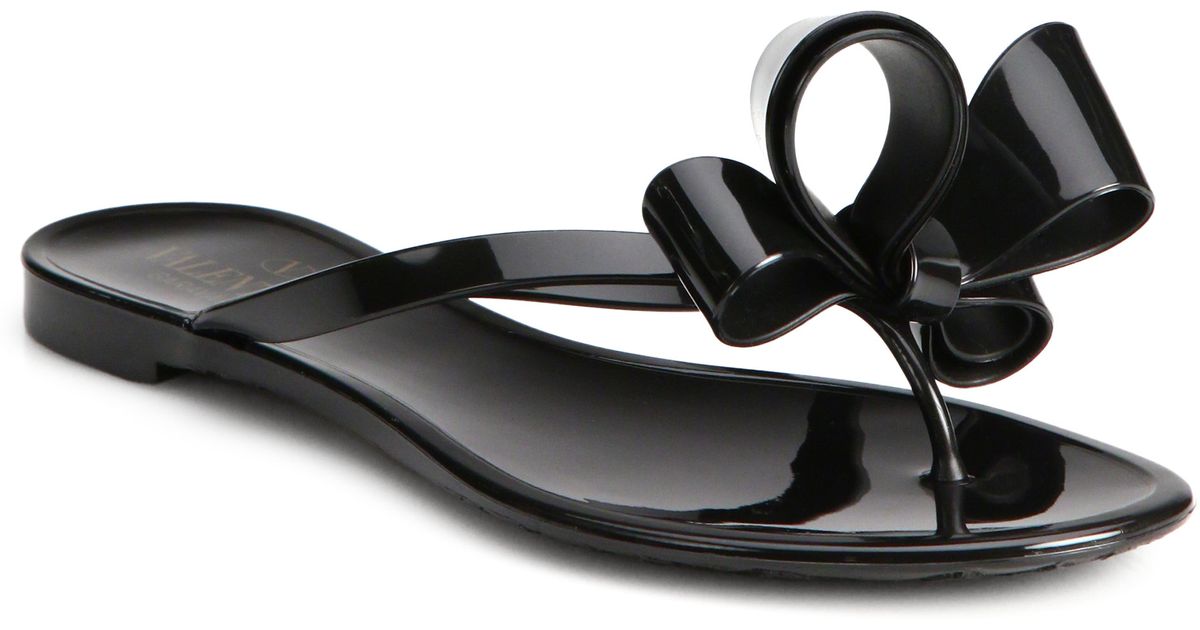 Lyst - Valentino Couture Bow Jelly Flip Flops in Black