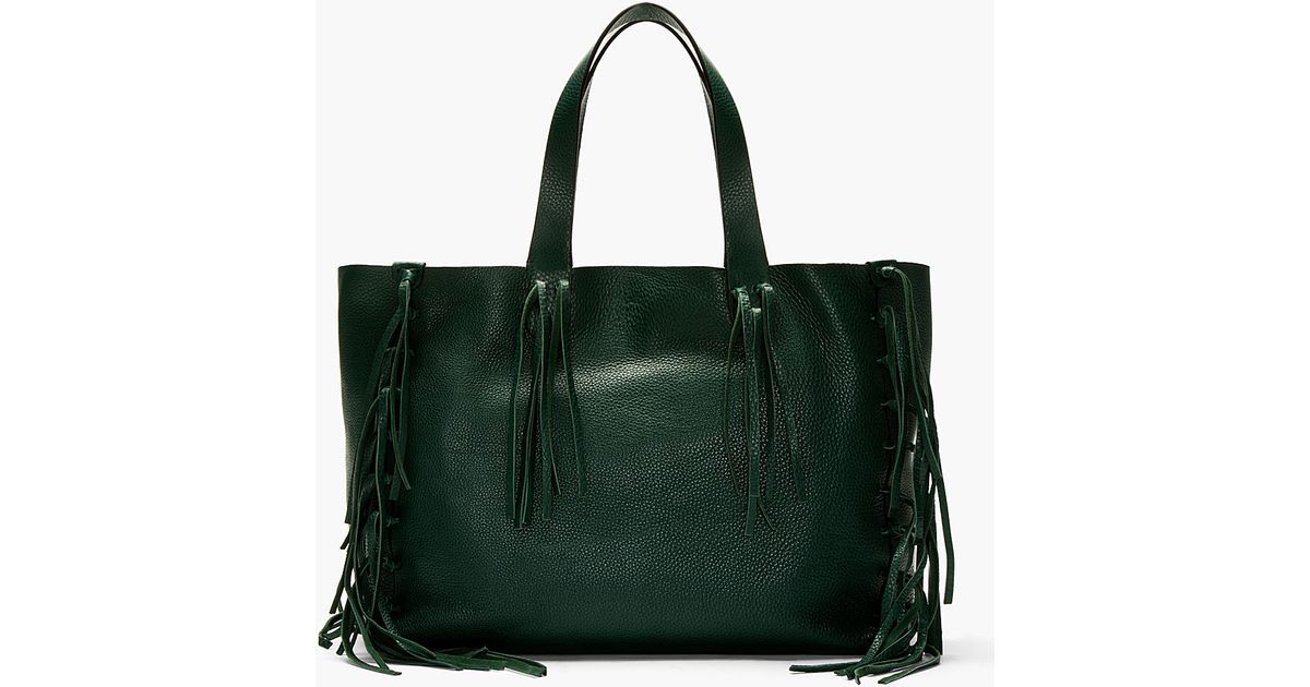 Lyst Valentino Emerald Green Leather Fringed Tote Bag In