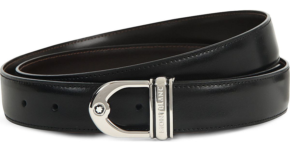 Montblanc Reversible Logo-detailed Leather Belt in Black for Men | Lyst