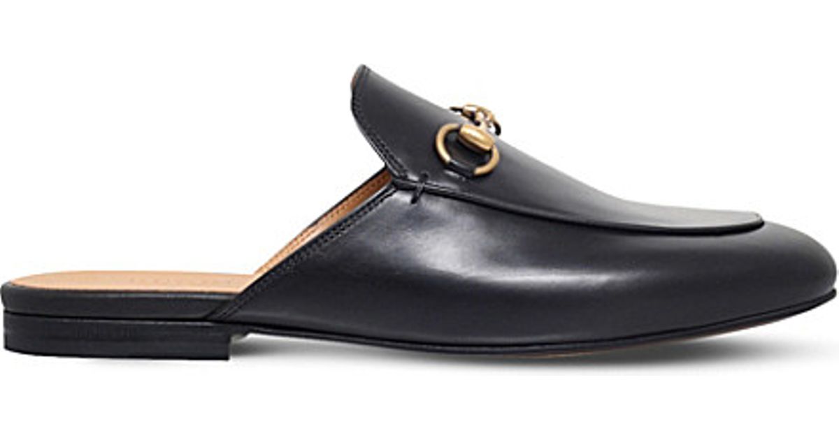 black leather slider sandals