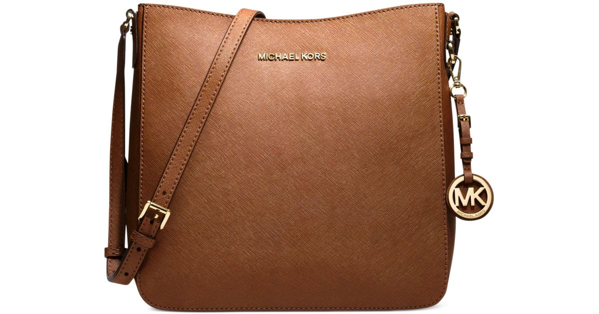 Lyst Michael Kors Jet Set Travel Large Saffiano Messenger Bag In Brown