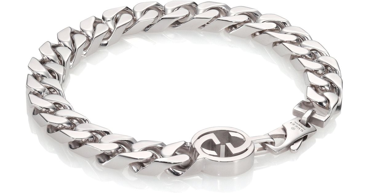 Lyst Gucci Interlocking Sterling Silver Bracelet In Metallic For Men