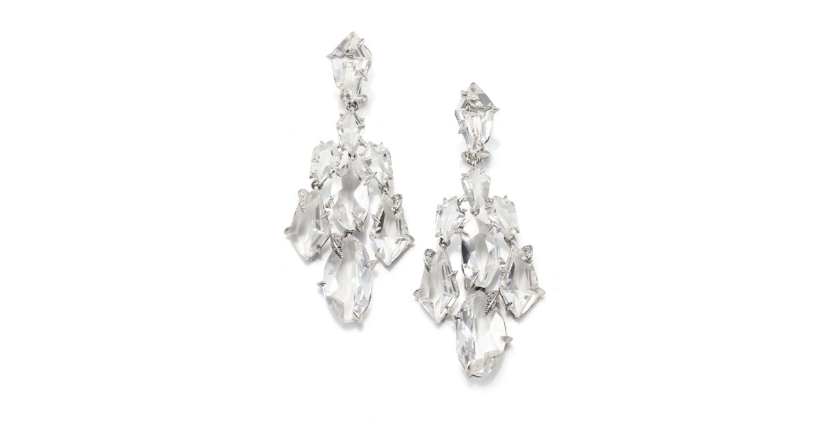 Lyst Alexis Bittar Fine Silver Ice Marquis Clear Quartz Diamond Lyst Alexis Bittar Fine Silver Ice Marquis Clear Quartz Diamond Sterling Kite Chandelier Earrings In Metallic
