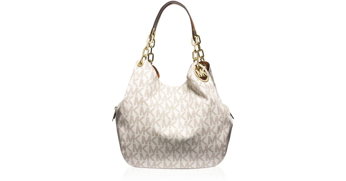 Lyst Michael Kors Large Fulton Signature Logo Shoulder Bag Lyst Michael Kors Large Fulton Signature Logo Shoulder Bag In Gray
