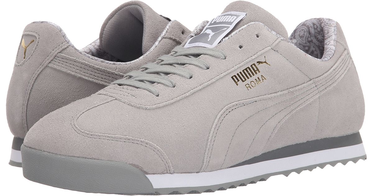 Puma Roma Suede Paisley in Gray for Men (Limestone Gray/Team Gold) | Lyst
