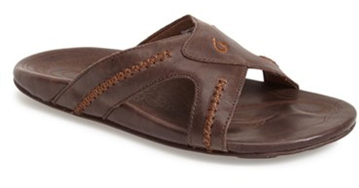 Olukai 'mea Ola' Slide Sandal in Brown for Men (DARK JAVA/ DARK JAVA ...