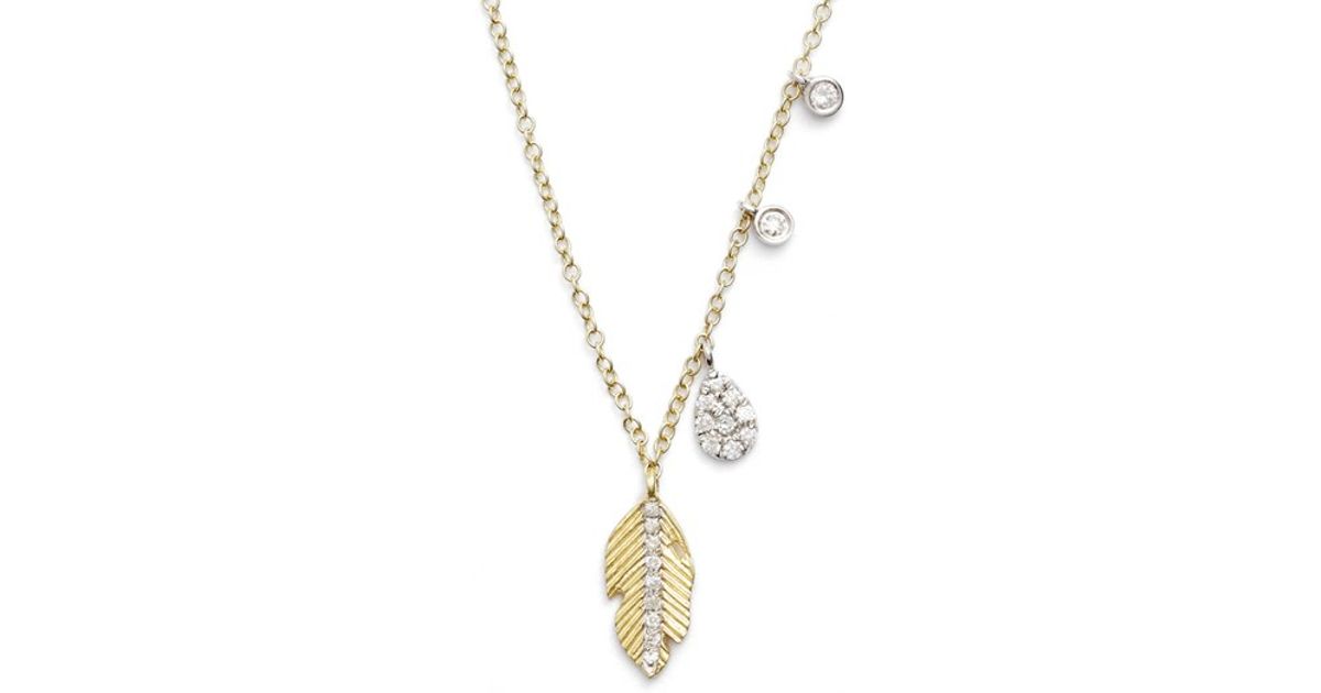 meira t meirat leaf pendant necklace in metallic lyst meira t meirat leaf pendant necklace in metallic lyst