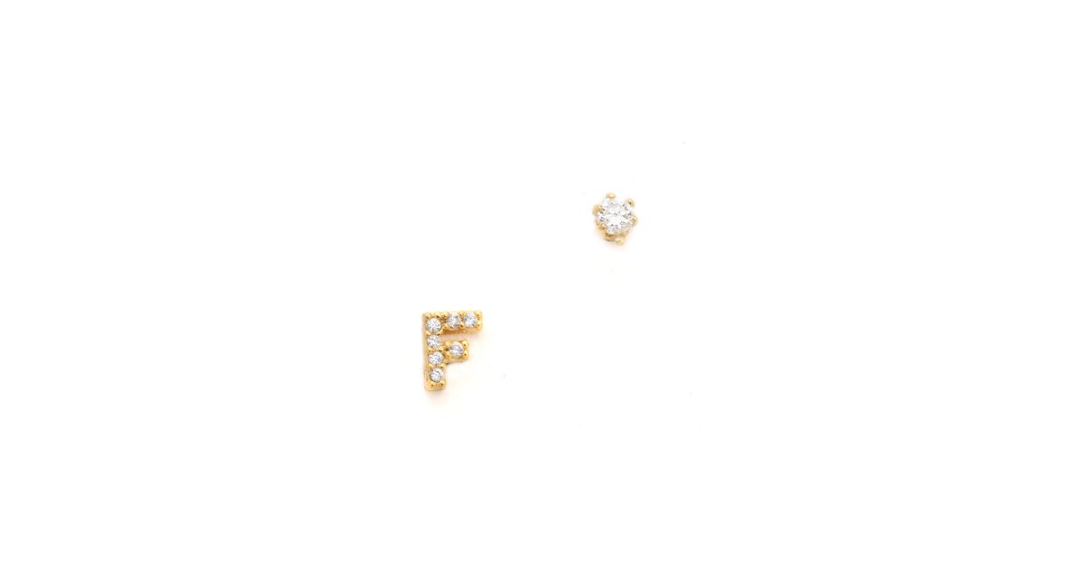 Lyst Tai Alphabet Earrings S In Metallic
