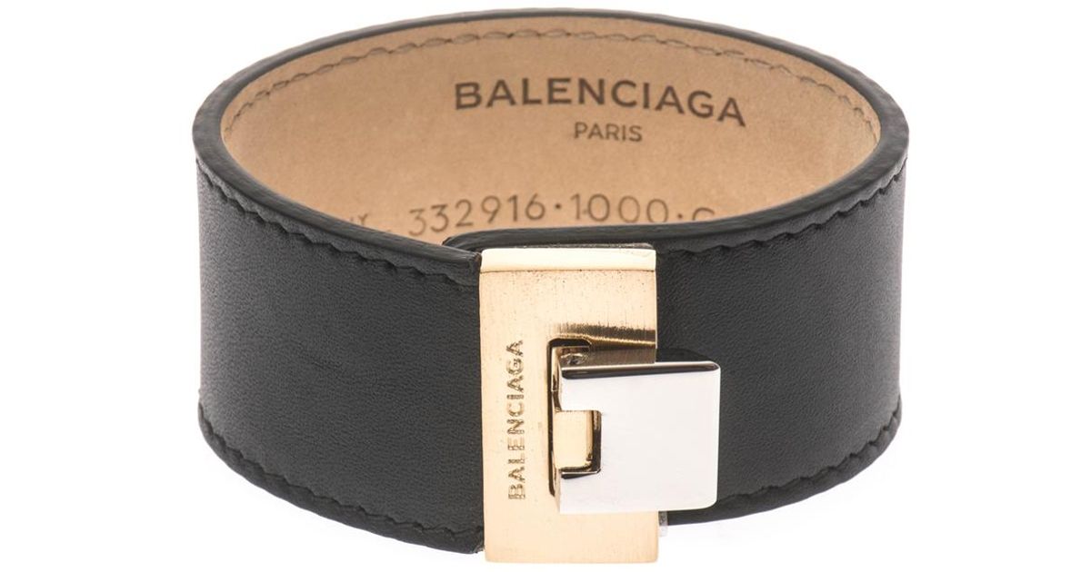 Lyst Balenciaga Le Dix Leather Bracelet In Black