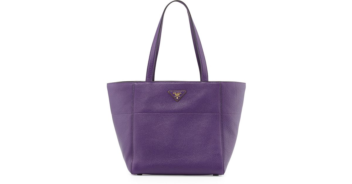Prada Vitello Daino Shopper Bag in Purple (VIOLET) | Lyst