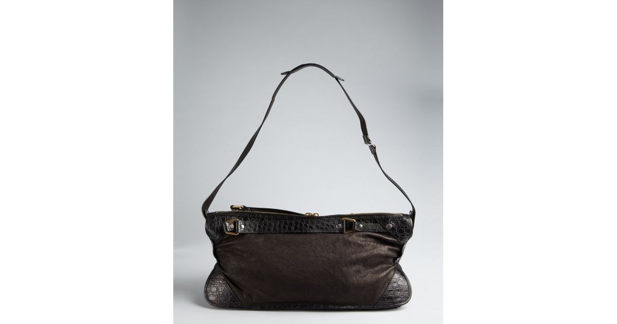 Cline Black Washed Leather Convertible Top Handle Bag in Black | Lyst  