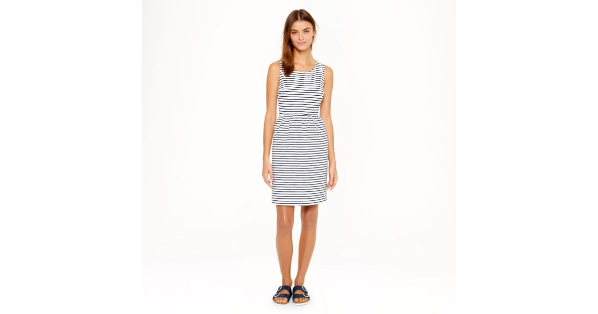 j crew stripe backzip dress in blue lyst j crew stripe backzip dress in blue lyst