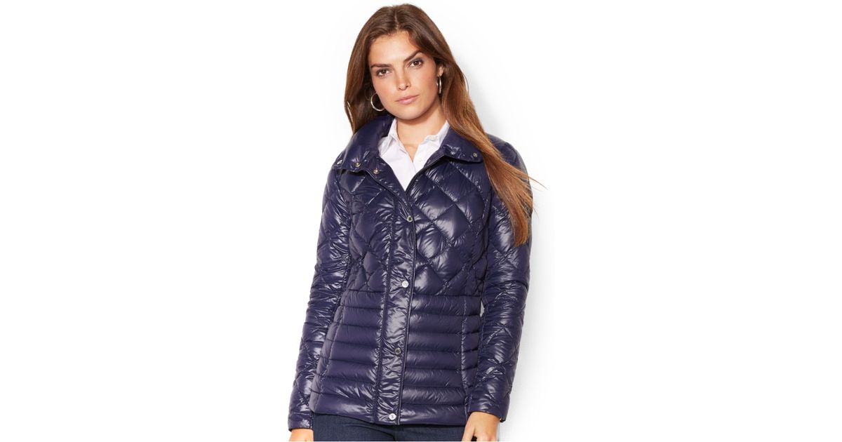 Lyst Lauren By Ralph Lauren Quilted Packable Down Barn Jacket in Blue
