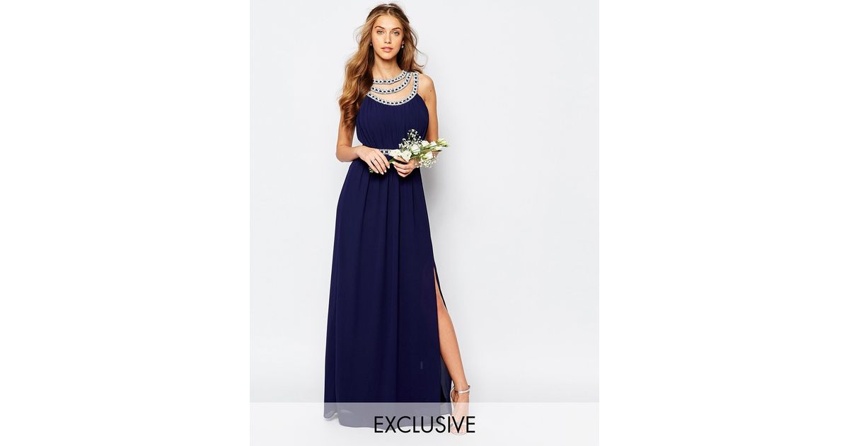  Tfnc  london Wedding  Embellished Maxi Dress  in Blue  Lyst