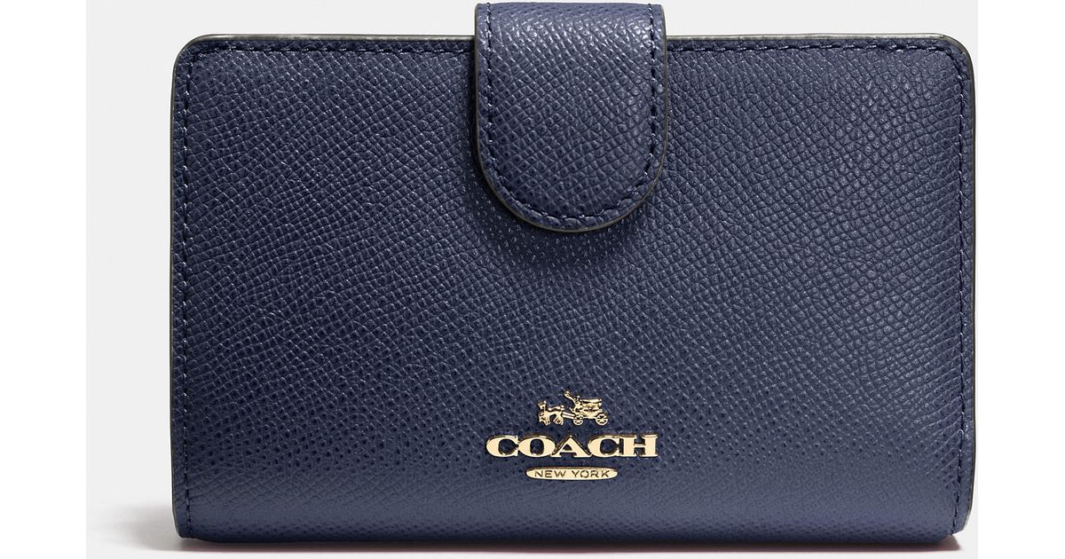 Lyst Coach Medium Zip Around Wallet In Crossgrain Leather Blue