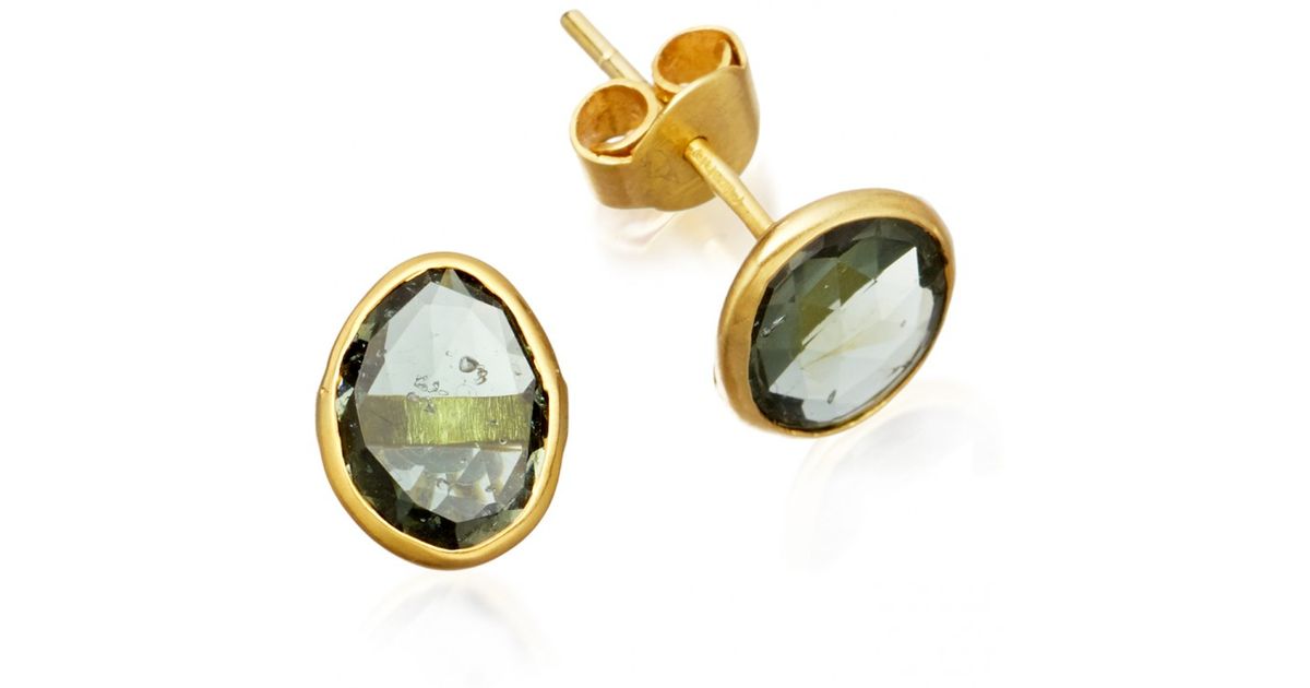 Lyst Pippa Small Green Tourmaline Stud Earrings In