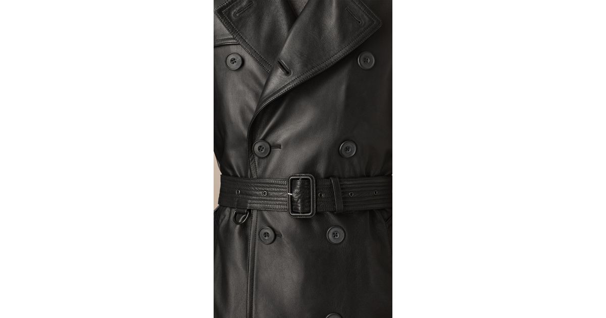 Lyst - Burberry Nappa Leather Trench Coat in Black for Men