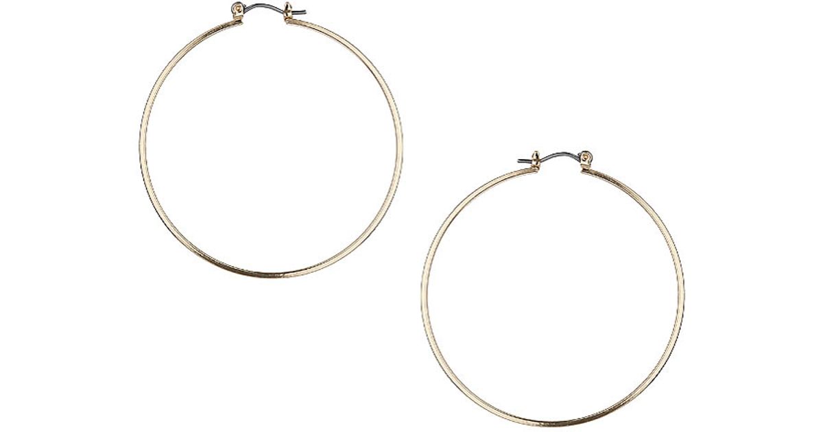 Lyst Top Thin Gold Hoop Earrings In Metallic