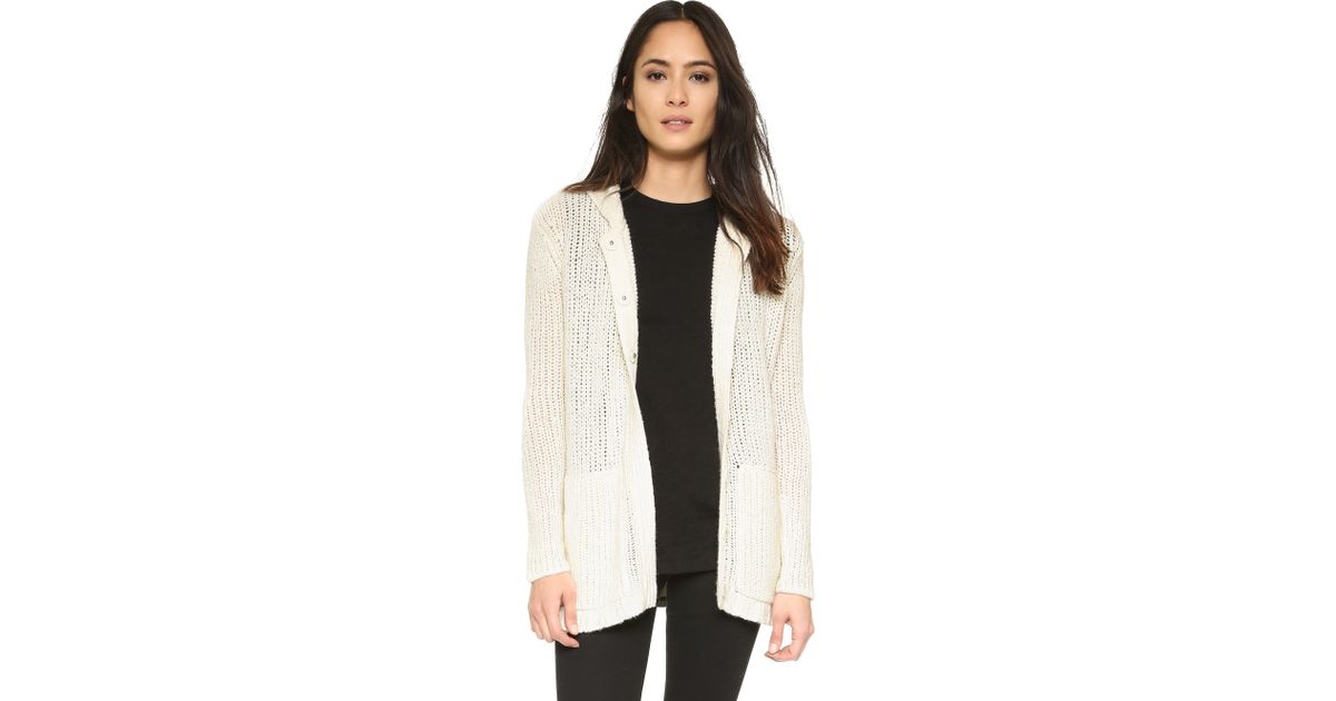 Atm Oversize Hooded Sweater Coat in White | Lyst